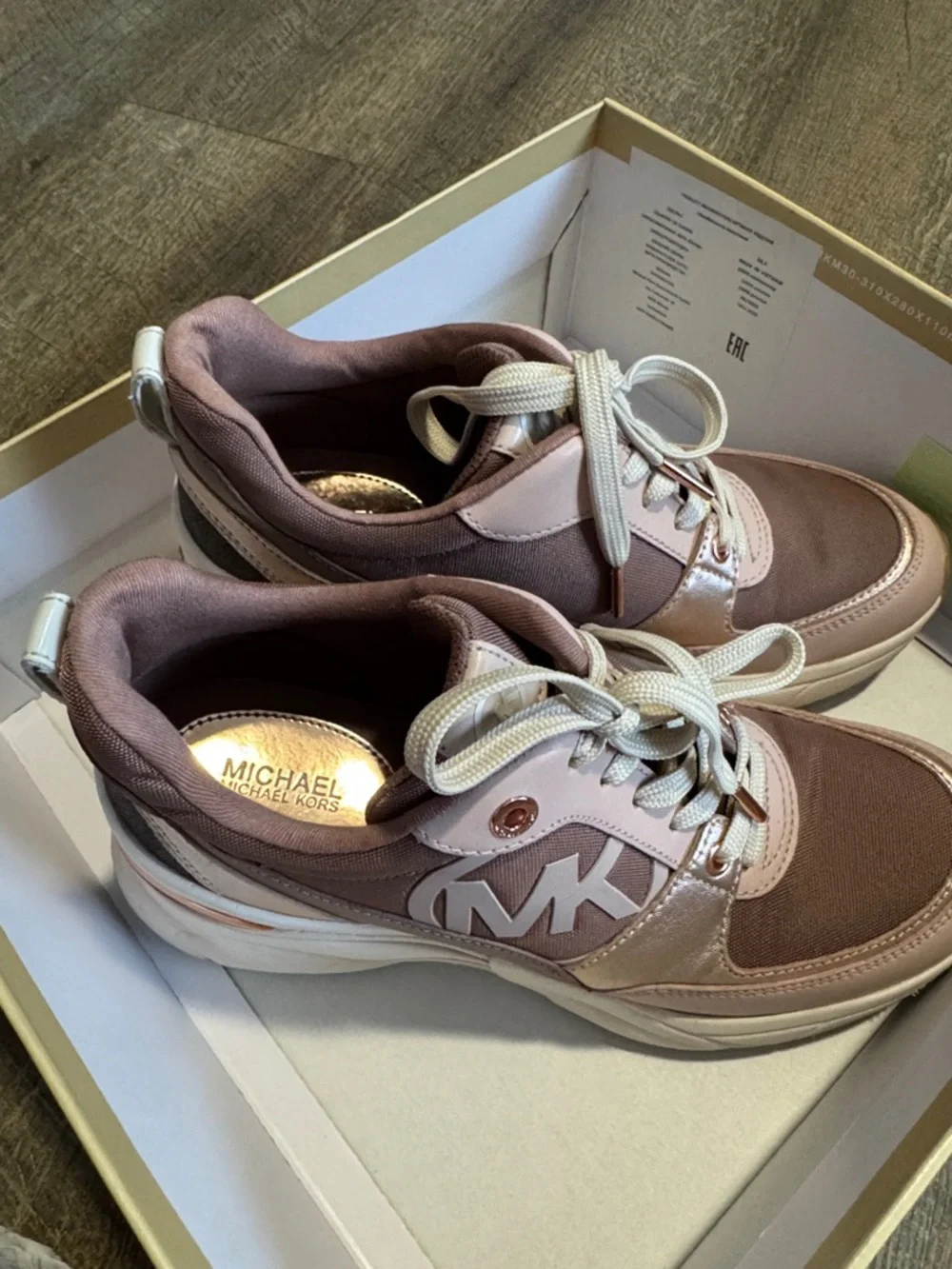 Michael Kors Rose Pink and Blush Platform Lace-Up Sneakers - Picture 13 of 15